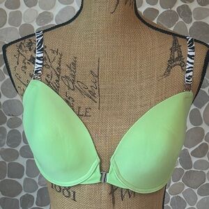 NWOT Frederick's of Hollywood Lime Bra with Zebra Straps 34D